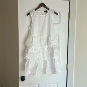 White Ruffled Tiered Sleeveless dress. Size S.